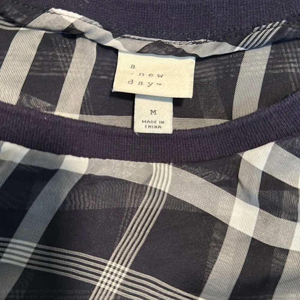 a new day Black and White Plaid Blouse - Picture 3 of 4